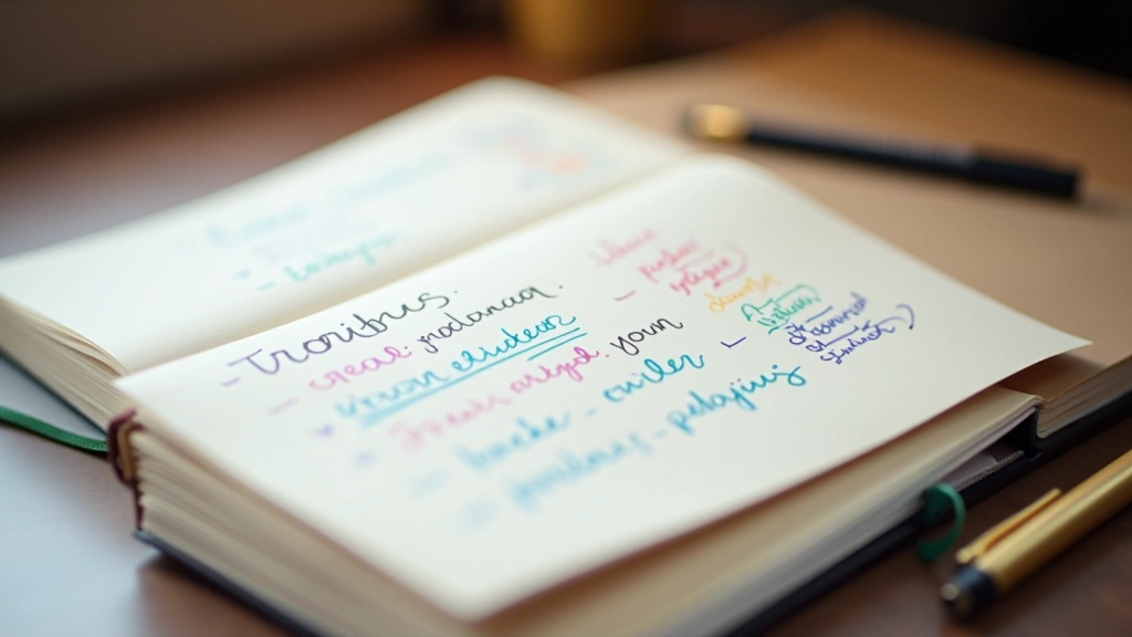 Pages d'un bullet journal avec des listes de gratitude écrites à la main et des dessins colorés