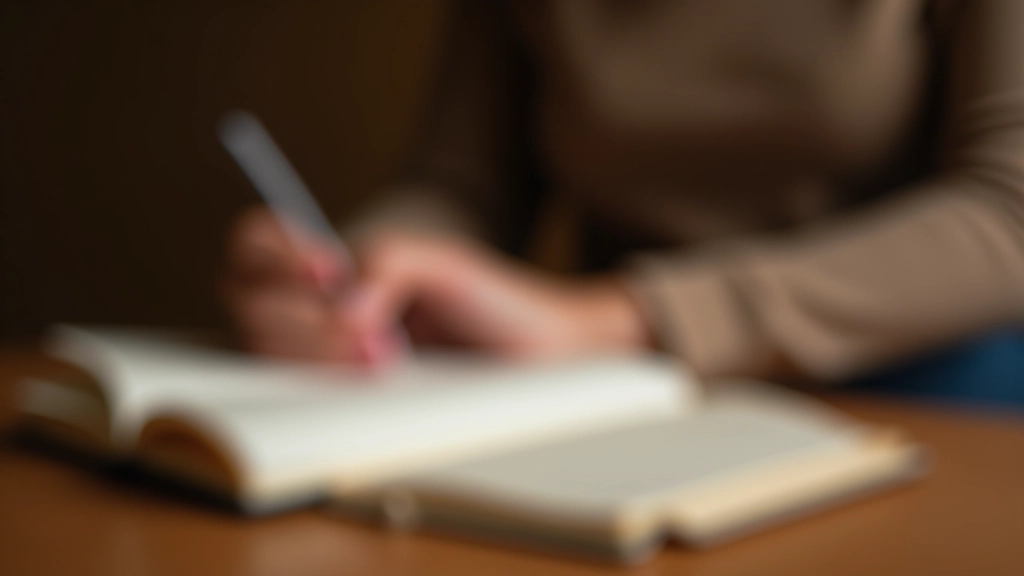 Main tenant un stylo au-dessus de pages blanches d'un cahier neuf, moment de pause contemplative